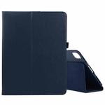 For iPad Pro 12.9 2022 / 2021 / 2020 / 2018 Litchi Texture Solid Color Leather Tablet Case(Dark Blue)