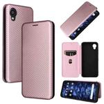 For Kyocera DIGNO BX2 Carbon Fiber Texture Horizontal Flip PU Phone Case(Pink)