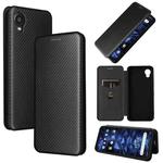 For Kyocera DIGNO BX2 Carbon Fiber Texture Horizontal Flip PU Phone Case(Black)