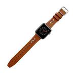 Genuine Leather Nylon Watch Band For Apple Watch Ultra 49mm / Series 8&7 45mm / SE 2&6&SE&5&4 44mm / 3&2&1 42mm(Brown)