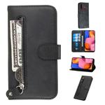 For Galaxy A20s Fashion Calf Texture Zipper Horizontal Flip PU Leather Case, with Holder & Card Slots & Wallet(Black)