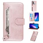 For Xiaomi Redmi Note 8 Fashion Calf Texture Zipper Horizontal Flip PU Leather Case, with Holder & Card Slots & Wallet(Rose Gold)