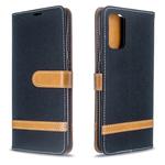 For Galaxy S20 Ultra Color Matching Denim Texture Horizontal Flip PU Leather Case with Holder & Card Slots & Wallet & Lanyard(Black)