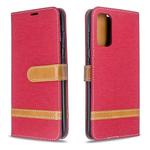 For Galaxy S20 Color Matching Denim Texture Horizontal Flip PU Leather Case with Holder & Card Slots & Wallet & Lanyard(Red)