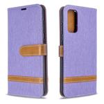 For Galaxy S20 Color Matching Denim Texture Horizontal Flip PU Leather Case with Holder & Card Slots & Wallet & Lanyard(Purple)