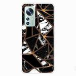 For Xiaomi 12 Pro Abstract Marble Pattern TPU Phone Case(Rhombus Black)