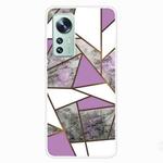 For Xiaomi 12 Pro Abstract Marble Pattern TPU Phone Case(Rhombus Gray Purple)