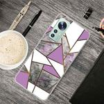 For Xiaomi 12 / 12X 5G Abstract Marble Pattern TPU Phone Case(Rhombus Gray Purple)