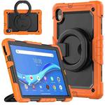 For Lenovo M10 Plus X606F Silicone + PC Holder Tablet Case(Orange+Black)