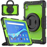 For Lenovo M10 Plus X606F Silicone + PC Holder Tablet Case(Black+Yellow Green)