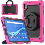 For Lenovo M10 Plus X606F Silicone + PC Holder Tablet Case(Rose Red+Black)