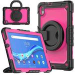 For Lenovo M10 Plus X606F Silicone + PC Holder Tablet Case(Black+Rose Red)