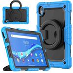 For Lenovo M10 Plus X606F Silicone + PC Holder Tablet Case(Light Blue+Black)