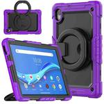 For Lenovo M10 Plus X606F Silicone + PC Holder Tablet Case(Purple+Black)