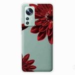 For Xiaomi 12 / 12X 5G Colored Drawing Pattern Highly Transparent TPU Protective Case(Red Flower)