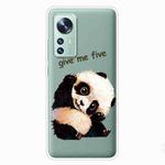 For Xiaomi 12 / 12X 5G Colored Drawing Pattern Highly Transparent TPU Protective Case(Tilted Head Panda)