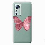 For Xiaomi 12 / 12X 5G Colored Drawing Pattern Highly Transparent TPU Protective Case(Red Butterfly)