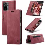 For Xiaomi Redmi Note 10 4G AutSpace A01 Skin-feel Crazy Horse Leather Phone Case(Wine Red)