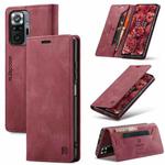 For Xiaomi Redmi Note 10 Pro / 10 Pro Max AutSpace A01 Skin-feel Crazy Horse Leather Phone Case(Wine Red)
