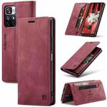 For Xiaomi Redmi Note 11 5G AutSpace A01 Skin-feel Crazy Horse Leather Phone Case(Wine Red)