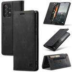 For Samsung Galaxy A33 5G AutSpace A01 Retro Skin-feel Crazy Horse RFID Leather Phone Case(Black)