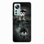 For Xiaomi 12 / 12X 5G Shockproof Painted Transparent TPU Protective Case(Reflected Wolf)