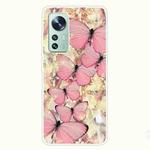 For Xiaomi 12 / 12X 5G Shockproof Painted Transparent TPU Protective Case(Multiple Pink Butterflies)