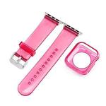 Jelly Watch Band + Case For Apple Watch Series 8&7 41mm / SE 2&6&SE&5&4 40mm / 3&2&1 38mm(Pink)