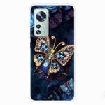 For Xiaomi 12 / 12X 5G Shockproof Painted Transparent TPU Protective Phone Case(Jewel Butterfly)