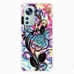 For Xiaomi 12 / 12X 5G Shockproof Painted Transparent TPU Protective Phone Case(Starry Rose)