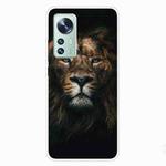For Xiaomi 12 / 12X 5G Shockproof Painted Transparent TPU Protective Phone Case(Yellow Lion)