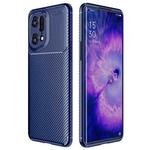 For OPPO Find X5 Pro Carbon Fiber Texture Shockproof TPU Phone Case(Blue)