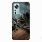 For Xiaomi 12 Pro Painted Transparent Shockproof TPU Protective Phone Case(Glass Tiger)