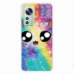 For Xiaomi 12 Pro Painted Transparent Shockproof TPU Protective Phone Case(Starry Cute Cat)