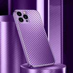Metal Frame Carbon Fiber Phone Case For iPhone 11 Pro(Purple)