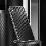 Metal Frame Carbon Fiber Phone Case For iPhone XS / X(Black)