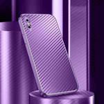 Metal Frame Carbon Fiber Phone Case For iPhone XS Max(Purple)