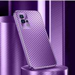 For vivo iQOO 8 Metal Frame Carbon Fiber Phone Case(Purple)