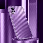 For vivo S7 Metal Frame Carbon Fiber Phone Case(Purple)