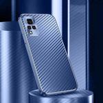 For vivo S9e Metal Frame Carbon Fiber Phone Case(Blue)