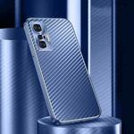 For vivo X70 Metal Frame Carbon Fiber Phone Case(Blue)