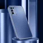 For OPPO Reno5 5G Metal Frame Carbon Fiber Phone Case(Blue)