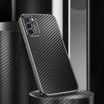 For OPPO Reno6 Pro 5G Metal Frame Carbon Fiber Phone Case(Black)