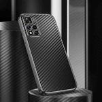 For Xiaomi Redmi Note 11 Pro Metal Frame Carbon Fiber Phone Case(Black)