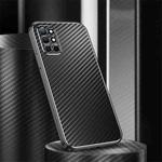 For OnePlus 9R Metal Frame Carbon Fiber Phone Case(Black)