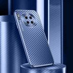 For Huawei Mate 30 Pro Metal Frame Carbon Fiber Phone Case(Blue)