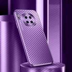 For Huawei Mate 30 Pro Metal Frame Carbon Fiber Phone Case(Purple)