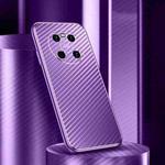 For Huawei Mate 40 Metal Frame Carbon Fiber Phone Case(Purple)