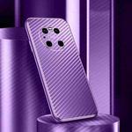 For Huawei Mate 40 Pro Metal Frame Carbon Fiber Phone Case(Purple)