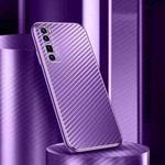 For Huawei nova 7 Pro 5G Metal Frame Carbon Fiber Phone Case(Purple)